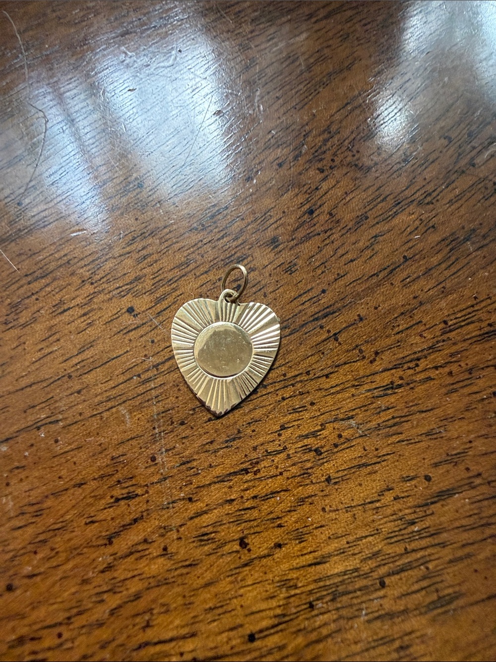 VINTAGE engine turned heart charm